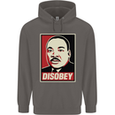 Disobey Martin Luther King Black Lives Matter Mens 80% Cotton Hoodie Charcoal