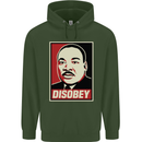 Disobey Martin Luther King Black Lives Matter Mens 80% Cotton Hoodie Forest Green