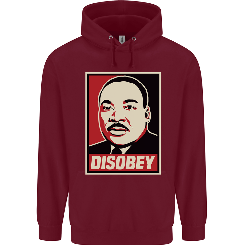 Disobey Martin Luther King Black Lives Matter Mens 80% Cotton Hoodie Maroon