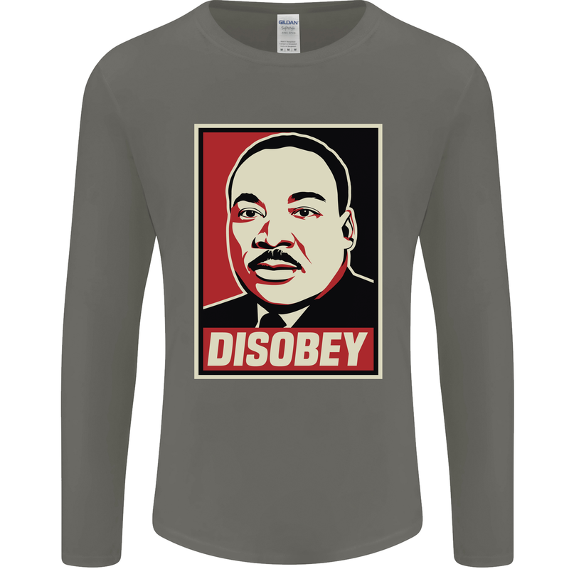 Disobey Martin Luther King Black Lives Matter Mens Long Sleeve T-Shirt Charcoal