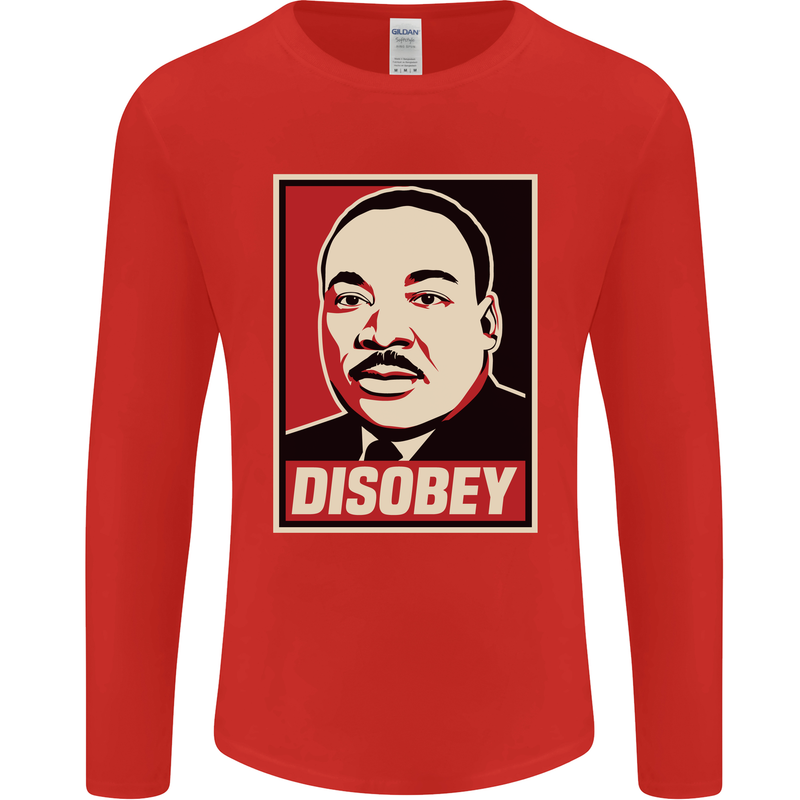 Disobey Martin Luther King Black Lives Matter Mens Long Sleeve T-Shirt Red