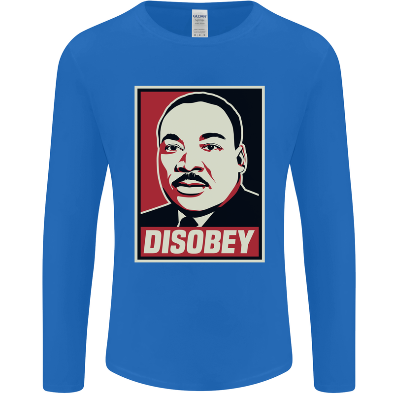 Disobey Martin Luther King Black Lives Matter Mens Long Sleeve T-Shirt Royal Blue