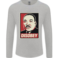 Disobey Martin Luther King Black Lives Matter Mens Long Sleeve T-Shirt Sports Grey