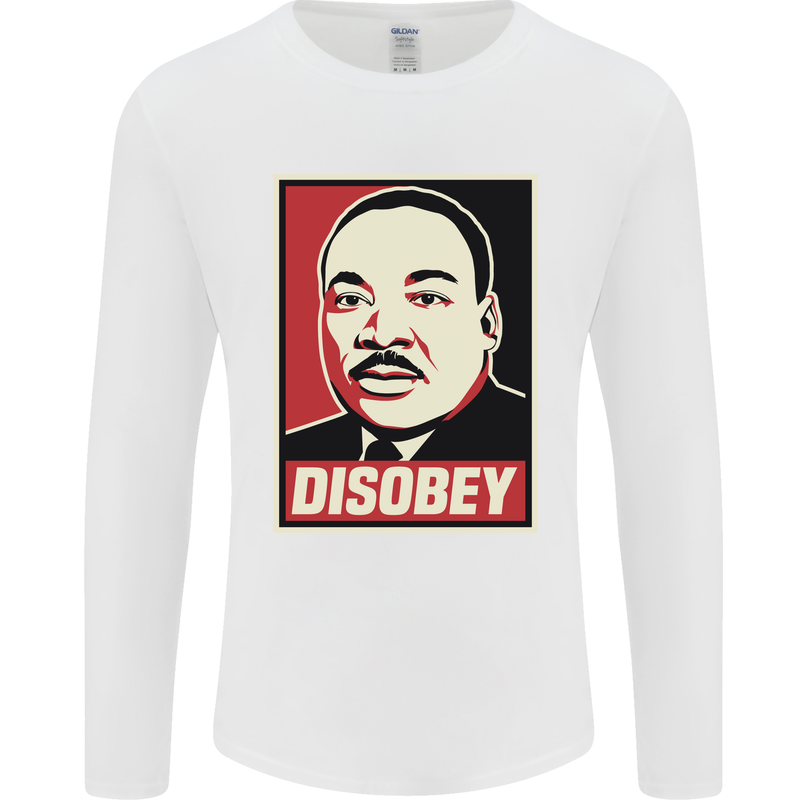 Disobey Martin Luther King Black Lives Matter Mens Long Sleeve T-Shirt White