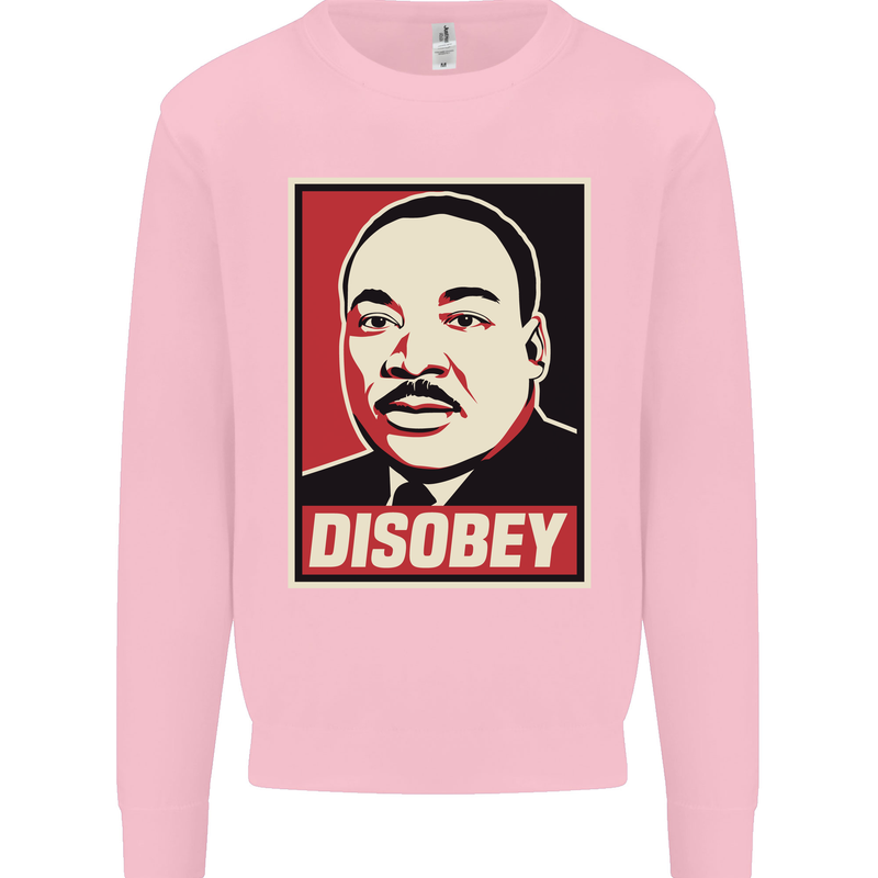 Disobey Martin Luther King Black Lives Matter Mens Sweatshirt Jumper Light Pink