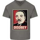 Disobey Martin Luther King Black Lives Matter Mens V-Neck Cotton T-Shirt Charcoal