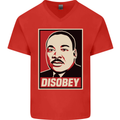 Disobey Martin Luther King Black Lives Matter Mens V-Neck Cotton T-Shirt Red