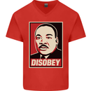 Disobey Martin Luther King Black Lives Matter Mens V-Neck Cotton T-Shirt Red