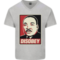 Disobey Martin Luther King Black Lives Matter Mens V-Neck Cotton T-Shirt Sports Grey