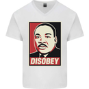 Disobey Martin Luther King Black Lives Matter Mens V-Neck Cotton T-Shirt White