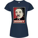 Disobey Martin Luther King Black Lives Matter Womens Petite Cut T-Shirt Navy Blue
