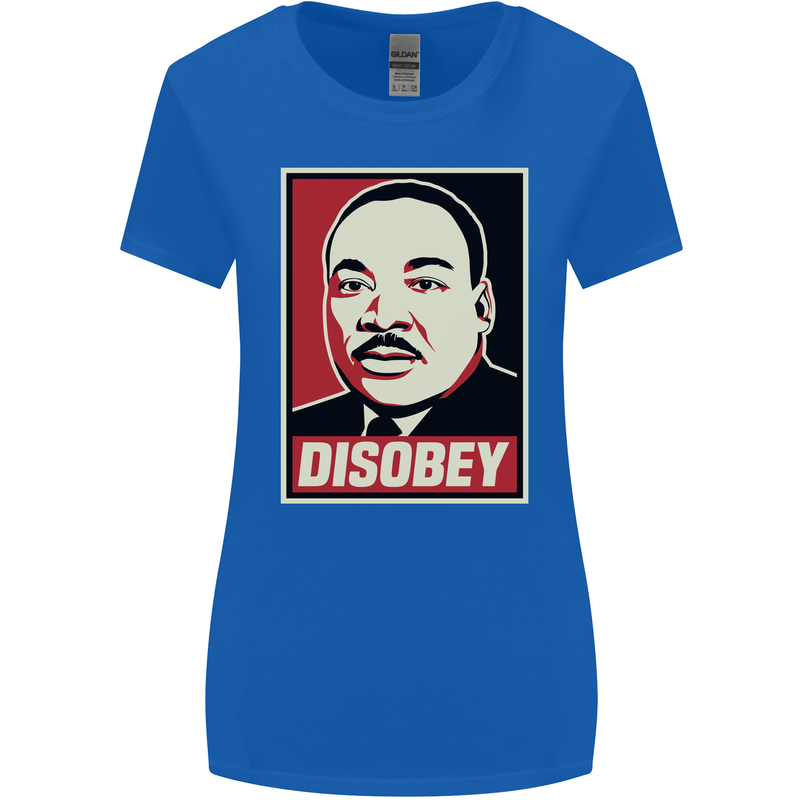 Disobey Martin Luther King Black Lives Matter Womens Wider Cut T-Shirt Royal Blue