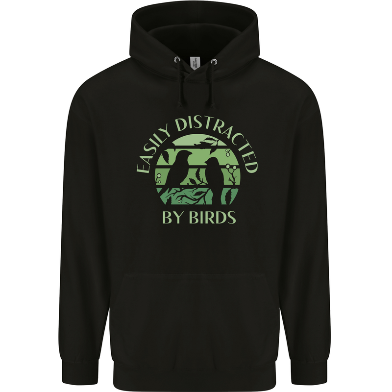Distracted By Birds Funny Birdwatching Birding Childrens Kids Hoodie Black