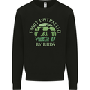 Distracted By Birds Funny Birdwatching Birding Mens Sweatshirt Jumper Black