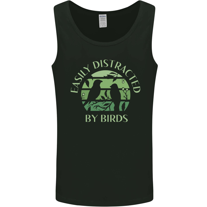 Distracted By Birds Funny Birdwatching Birding Mens Vest Tank Top Black