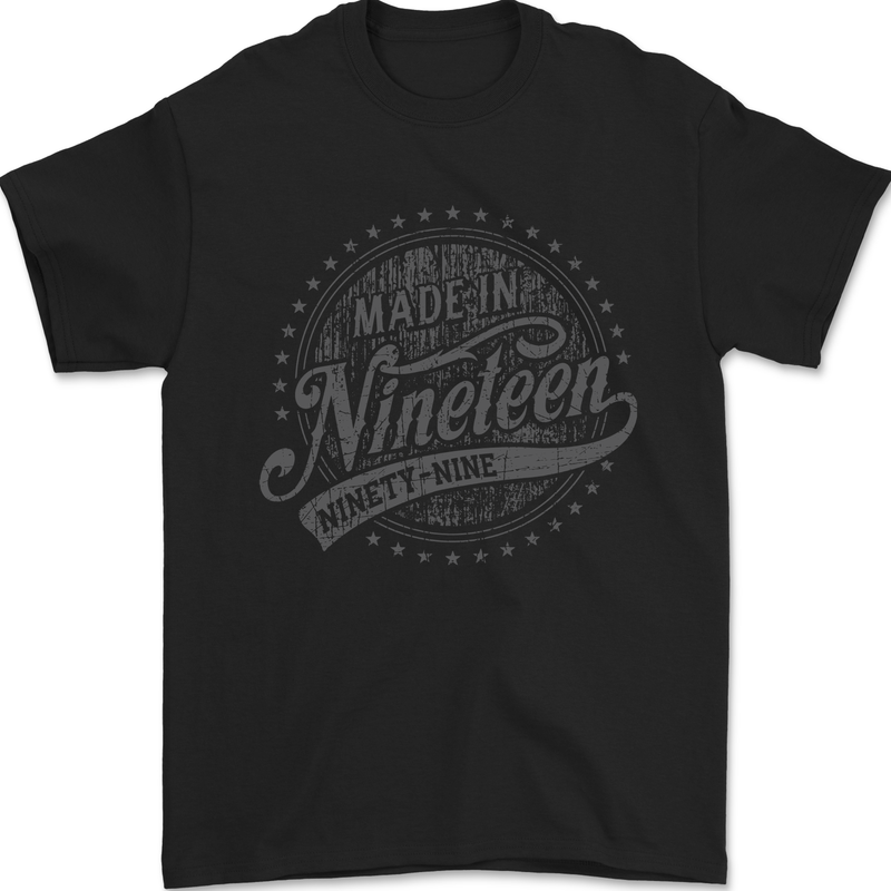 Distressed 24th Birthday Made In 1999 Mens T-Shirt 100% Cotton Black