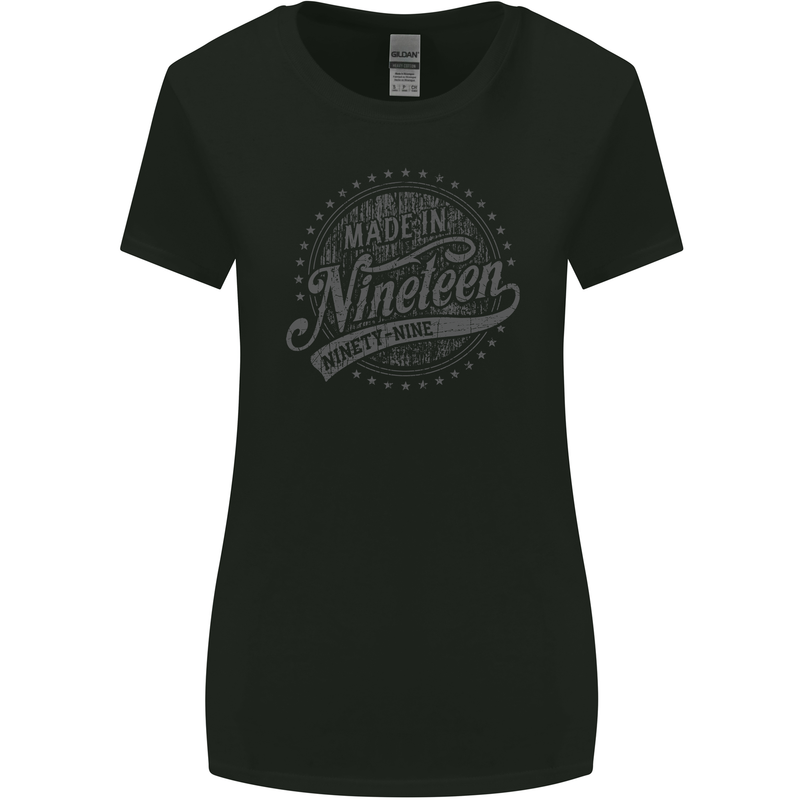 Distressed 24th Birthday Made In 1999 Womens Wider Cut T-Shirt Black