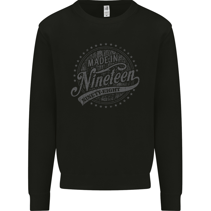 Distressed 25th Birthday Made In 1998 Mens Sweatshirt Jumper Black