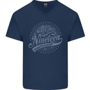 Distressed 25th Birthday Made In 1998 Mens V-Neck Cotton T-Shirt Navy Blue