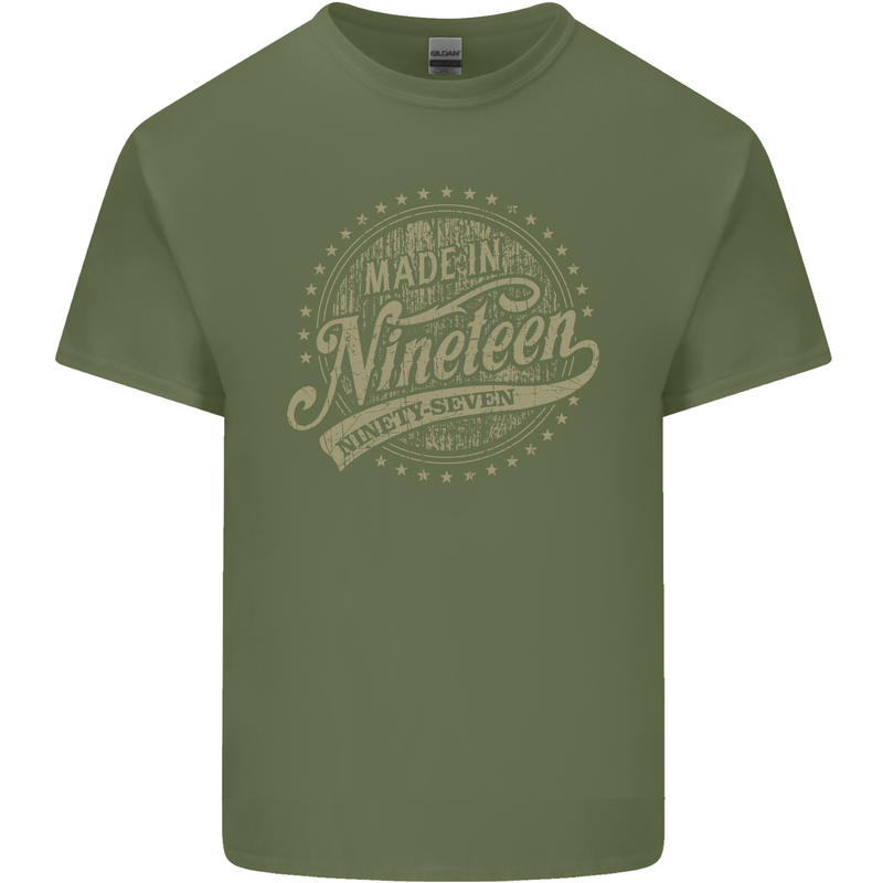 Distressed 26th Birthday Made In 1997 Mens Cotton T-Shirt Tee Top Military Green