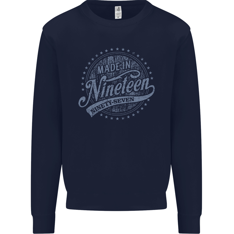 Distressed 26th Birthday Made In 1997 Mens Sweatshirt Jumper Navy Blue