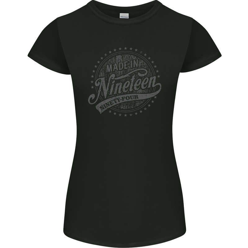 Distressed 29th Birthday Made In 1994 Womens Petite Cut T-Shirt Black