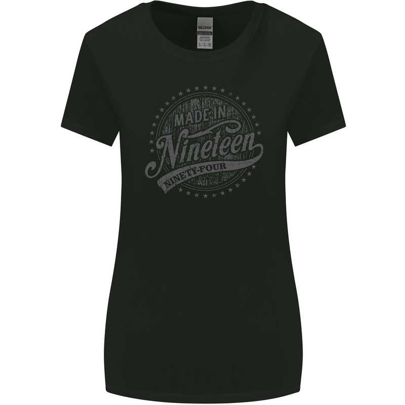 Distressed 29th Birthday Made In 1994 Womens Wider Cut T-Shirt Black