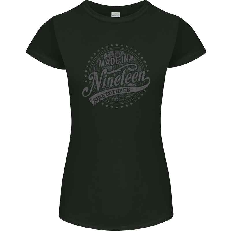 Distressed 30th Birthday Made In 1993 Womens Petite Cut T-Shirt Black