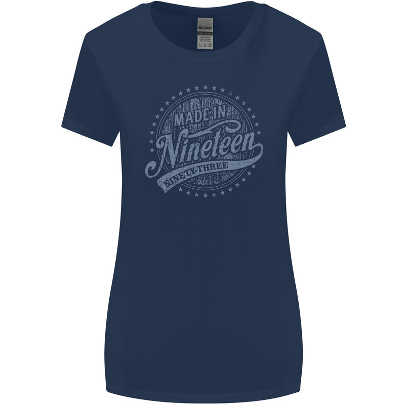 Distressed 30th Birthday Made In 1993 Womens Wider Cut T-Shirt Navy Blue