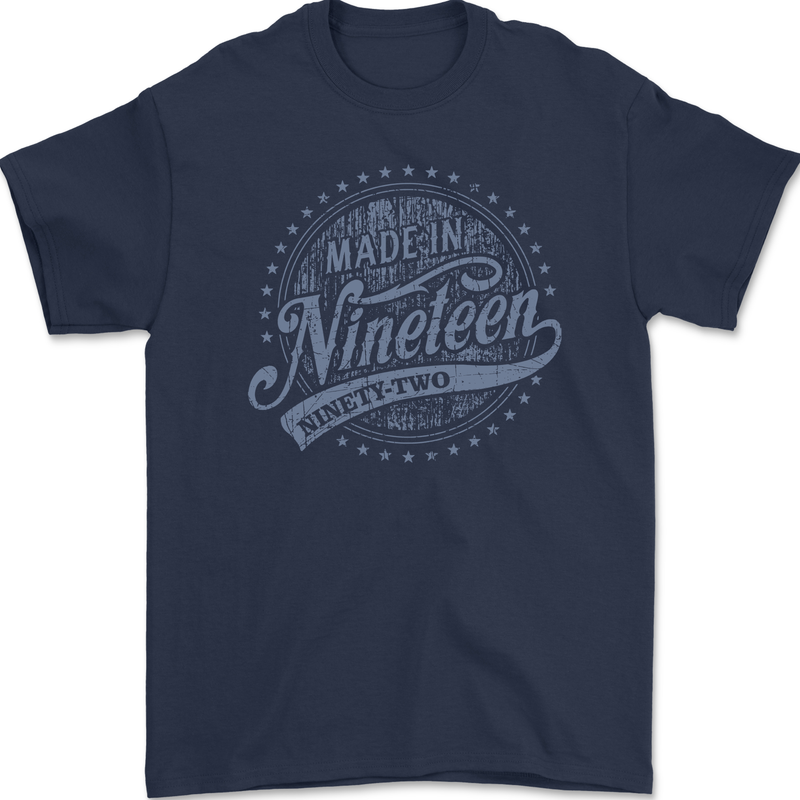Distressed 31st Birthday Made In 1992 Mens Gildan Cotton T-Shirt Navy Blue