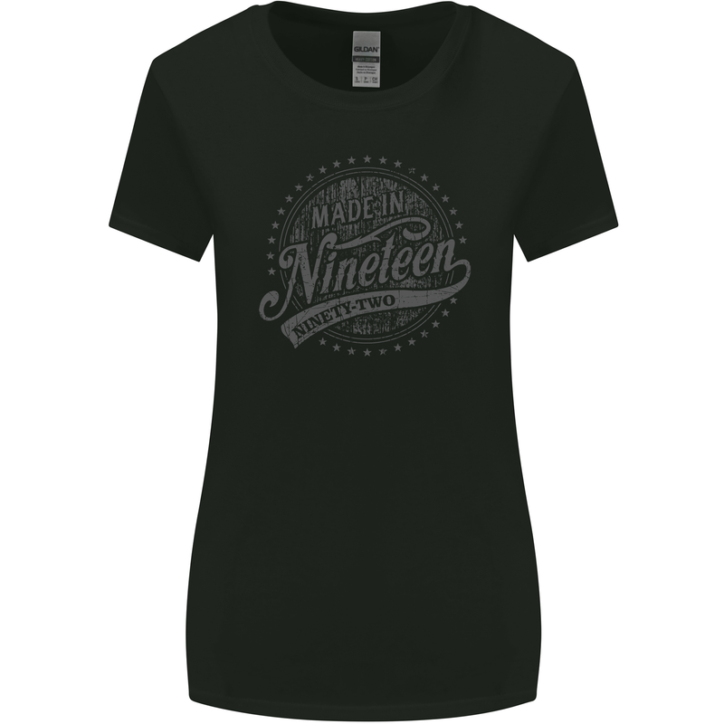 Distressed 31st Birthday Made In 1992 Womens Wider Cut T-Shirt Black