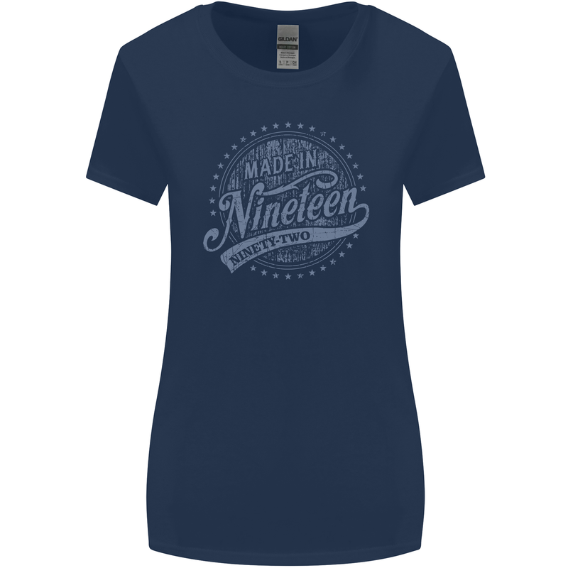 Distressed 31st Birthday Made In 1992 Womens Wider Cut T-Shirt Navy Blue