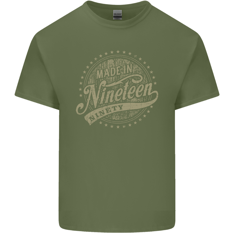 Distressed 33rd Birthday Made In 1990 Mens Cotton T-Shirt Tee Top Military Green