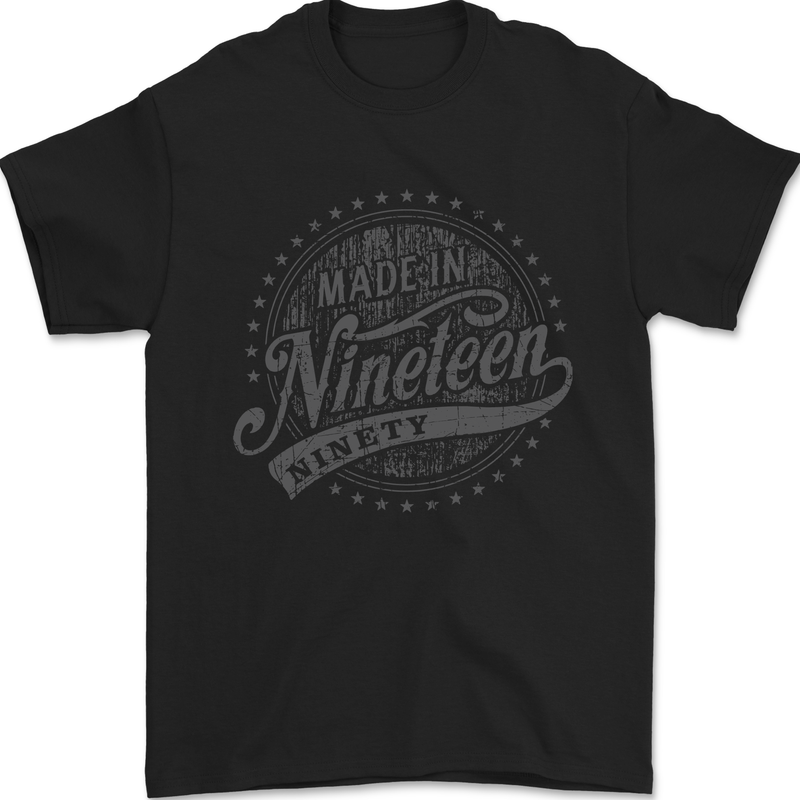Distressed 33rd Birthday Made In 1990 Mens T-Shirt 100% Cotton Black