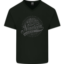 Distressed 33rd Birthday Made In 1990 Mens V-Neck Cotton T-Shirt Black