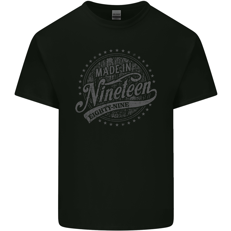 Distressed 34th Birthday Made In 1989 Mens Cotton T-Shirt Tee Top Black