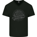 Distressed 34th Birthday Made In 1989 Mens V-Neck Cotton T-Shirt Black