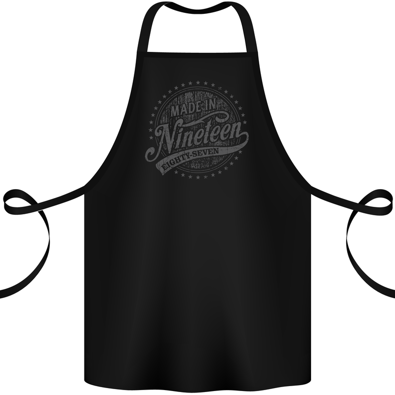 Distressed 36th Birthday Made In 1987 Cotton Apron 100% Organic Black