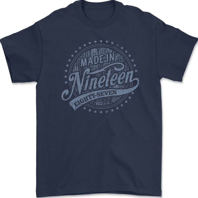 Distressed 36th Birthday Made In 1988 Mens Gildan Cotton T-Shirt Navy Blue