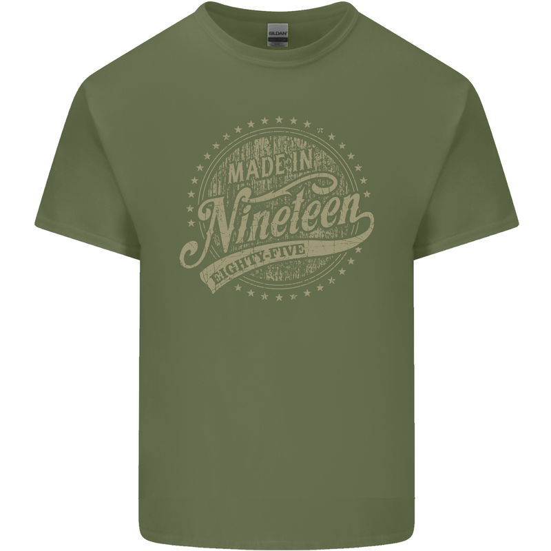 Distressed 38th Birthday Made In 1985 Mens Cotton T-Shirt Tee Top Military Green