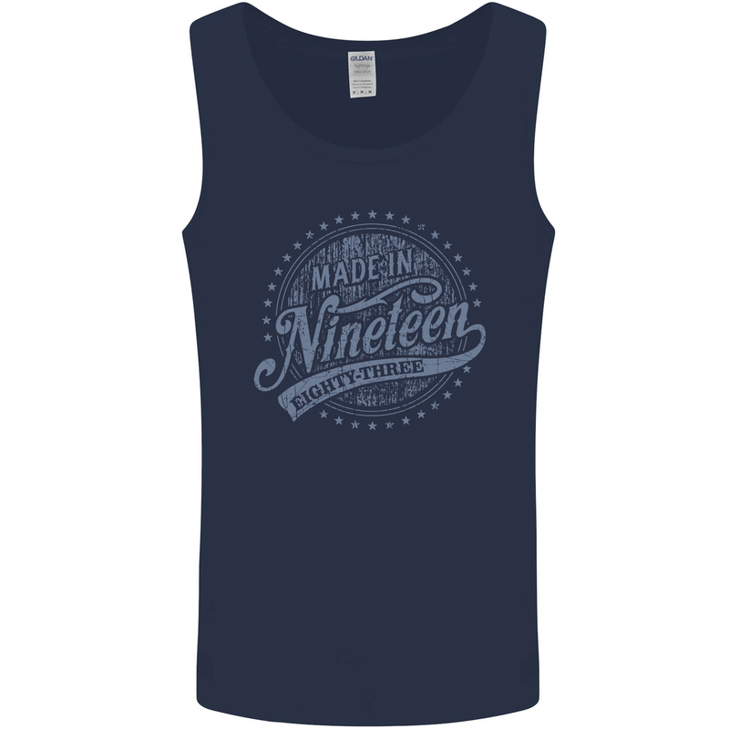 Distressed 40th Birthday Made In 1983 Mens Vest Tank Top Navy Blue
