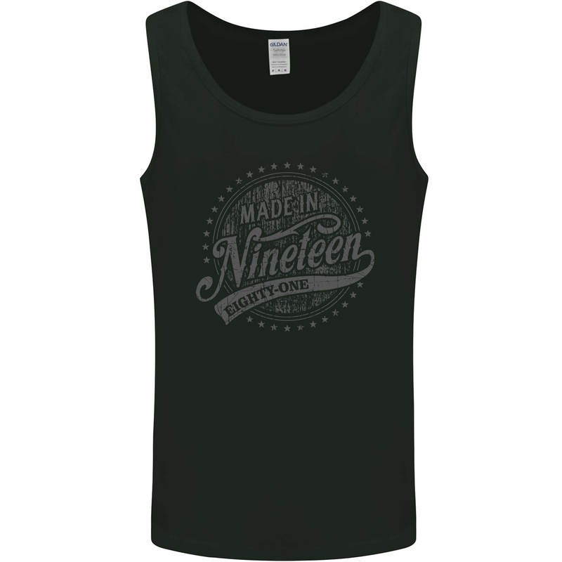 Distressed 42nd Birthday Made In 1981 Mens Vest Tank Top Black