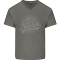 Distressed 46th Birthday Made In 1977 Mens V-Neck Cotton T-Shirt Charcoal