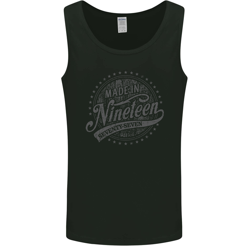 Distressed 46th Birthday Made In 1977 Mens Vest Tank Top Black
