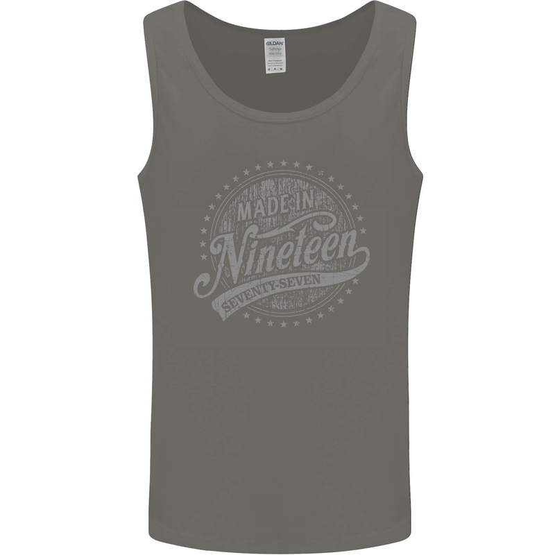 Distressed 46th Birthday Made In 1977 Mens Vest Tank Top Charcoal