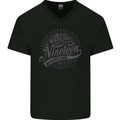Distressed 47th Birthday Made In 1976 Mens V-Neck Cotton T-Shirt Black