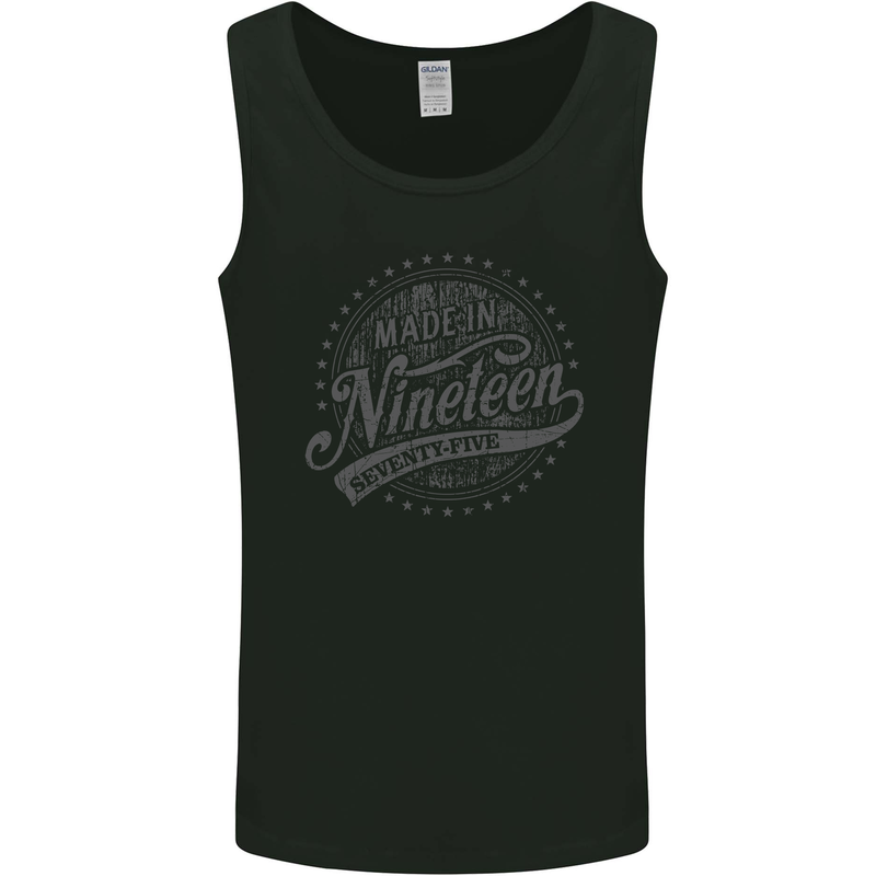 Distressed 48th Birthday Made In 1975 Mens Vest Tank Top Black