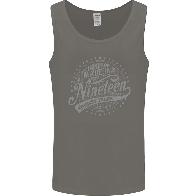 Distressed 50th Birthday Made In 1973 Mens Vest Tank Top Charcoal