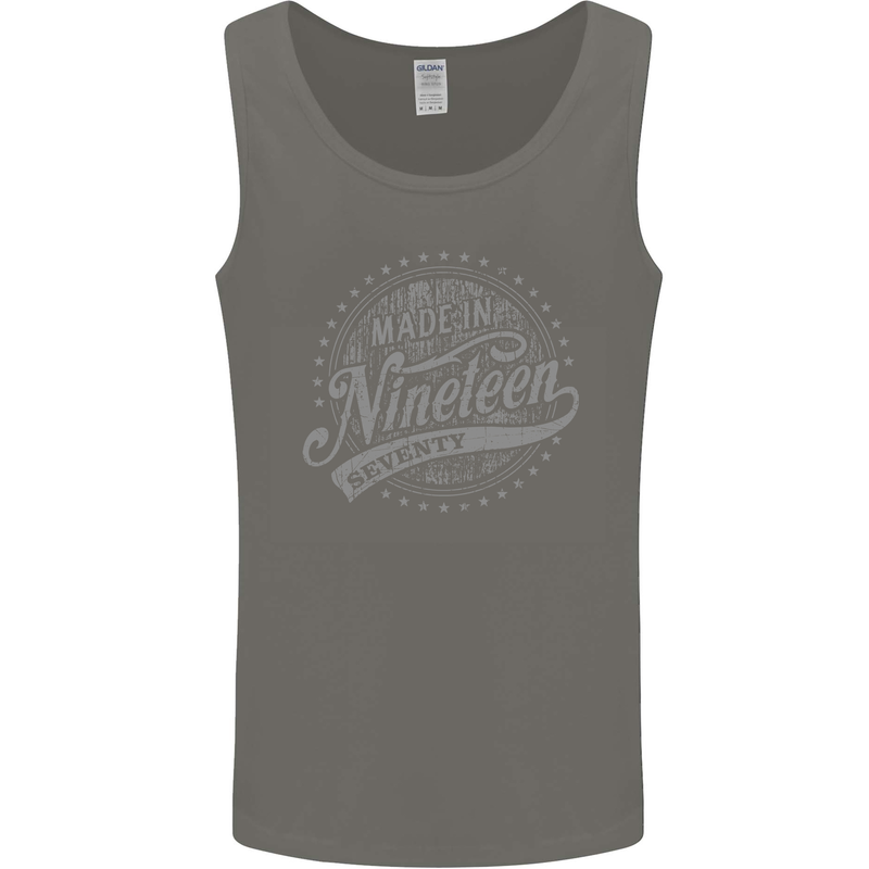 Distressed 53rd Birthday Made In 1970 Mens Vest Tank Top Charcoal