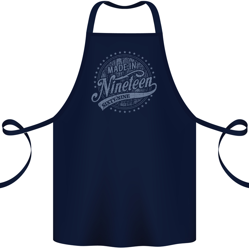 Distressed 54th Birthday Made In 1969 Cotton Apron 100% Organic Navy Blue